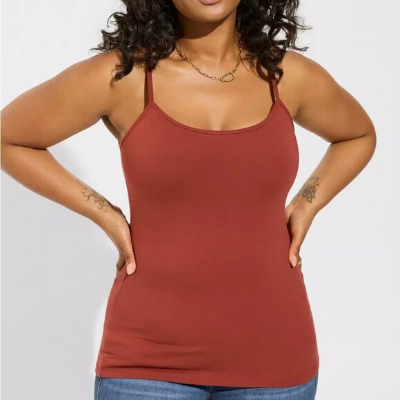 Torrid 5X Tank Top Cami Burnt Red Foxy Plus Size Layering Shirt Tee Fitted NWT - Picture 1 of 4